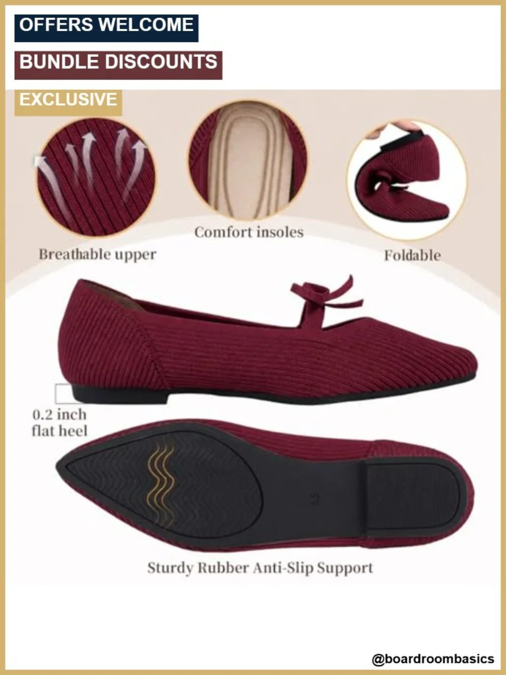 Women's Pointed Toe Knit Ballet Flats with Bow Cushioned Insole Washable